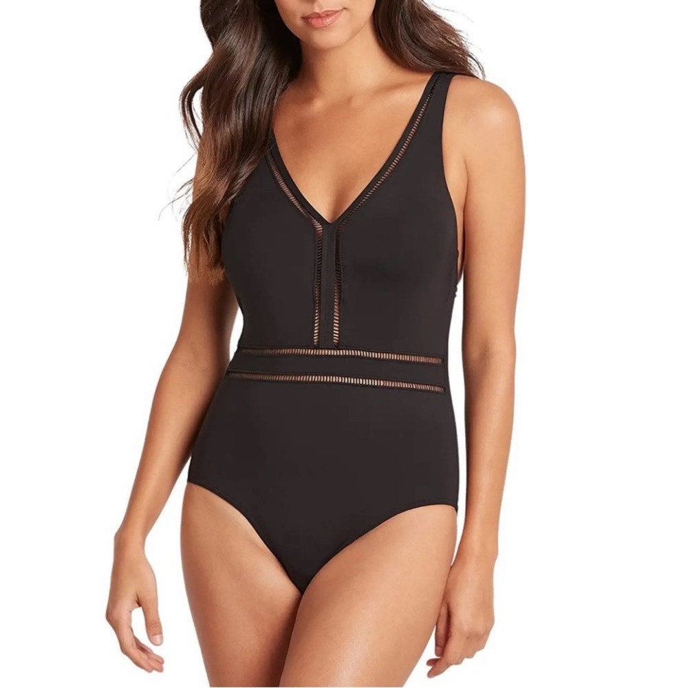 Sea Level Essentials Spliced Multifit Waisted One-Piece Swimsuit